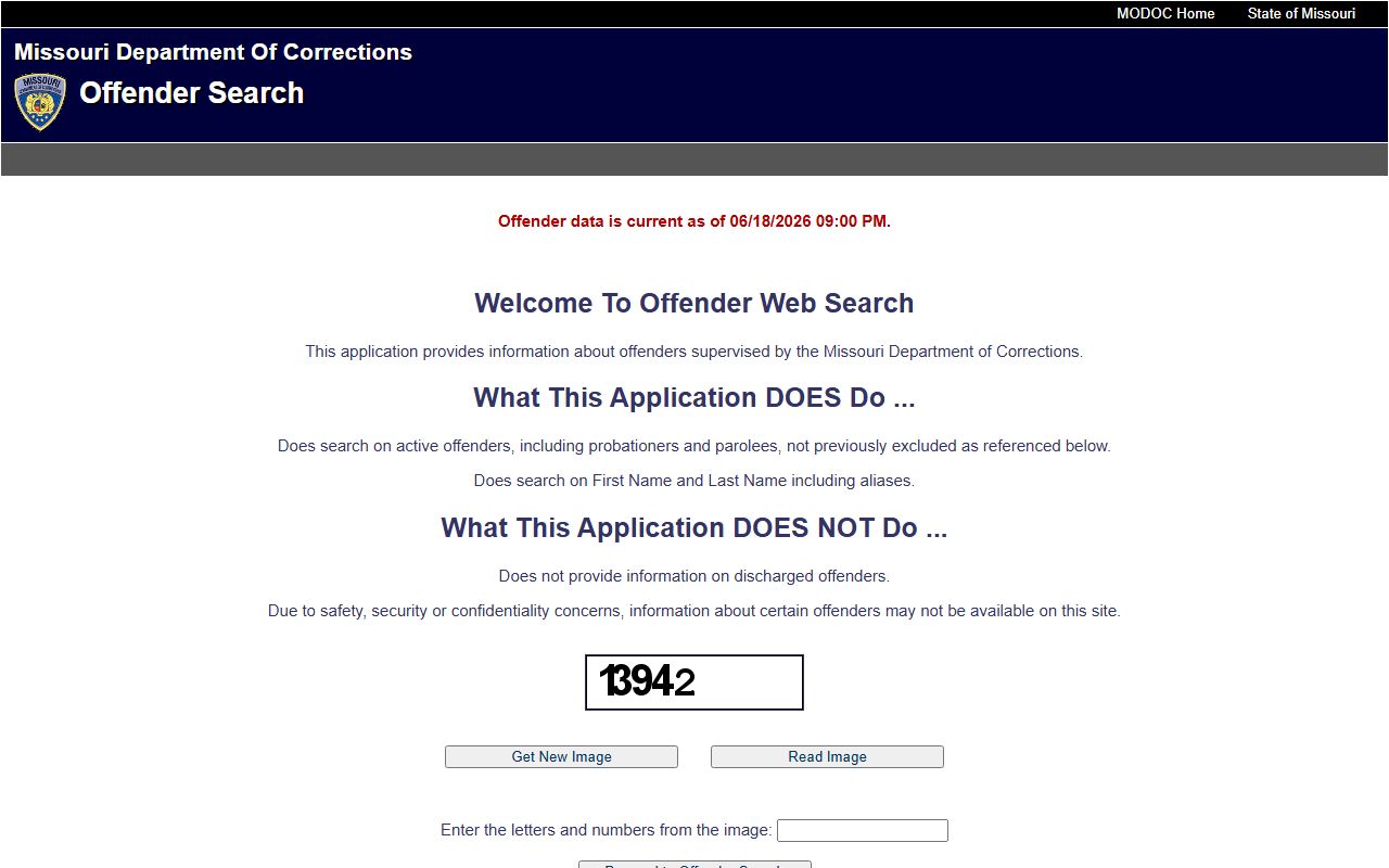 Holt County inmate population Missouri DOC offender search